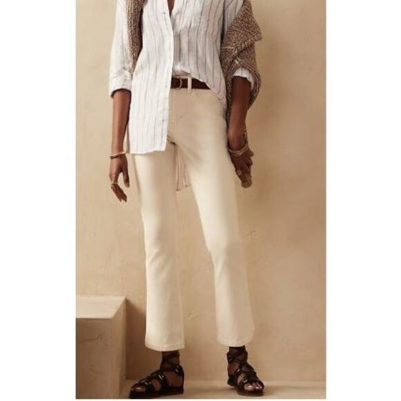 BANANA REPUBLIC, high rise ecru cropped boot jean, size: 30 Long - Picture 2 of 12